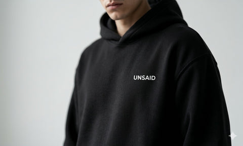 UNSAID Oversized Hoodie – “I Pretend I Don’t Care But I Do.